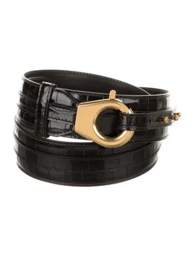 Pre-owned Tom Ford Leather Waist Belt In Black
