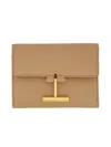 Tom Ford Leather Wallet Featuring Gold-tone Hardware In Brown