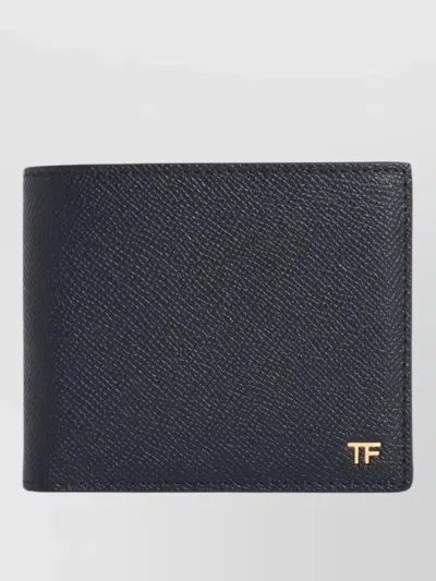 Tom Ford Leather Wallet Bi Fold Textured Finish In Blue