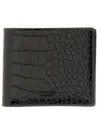 Tom Ford Textured Leather Bifold Wallet With Crocodile Pattern In Black