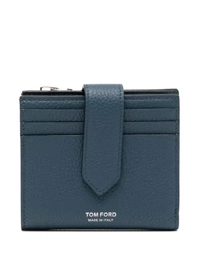 Tom Ford Leather Wallet In Blue