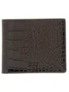Tom Ford Textured Leather Wallet With Crocodile Pattern In Brown