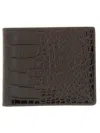 Tom Ford Textured Leather Wallet With Crocodile Pattern In Brown