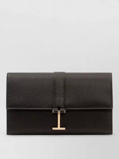 Tom Ford Leather Wallet Crossbody Bag Adjustable Strap In Brown