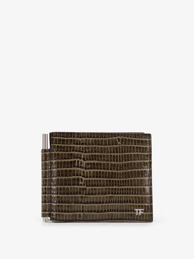 TOM FORD LEATHER WALLET WITH CROCO EFFECT