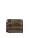 Tom Ford Men Leather Wallet With Croco Effect In Brown