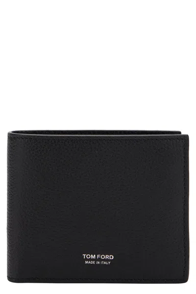 Tom Ford Leather Wallet With Logo In Black