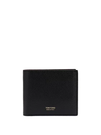 Tom Ford Black Soft Grain Leather T Line Business Card Holder