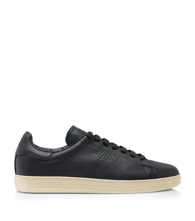 Tom Ford Low-top Leather Sneakers In Black
