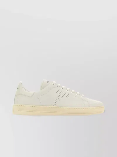 TOM FORD LEATHER WARWICK SNEAKERS RUBBER SOLE PERFORATED DETAILING