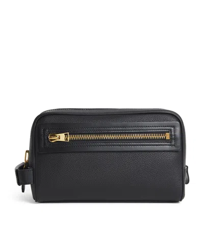 Tom Ford Leather Wash Bag In Black