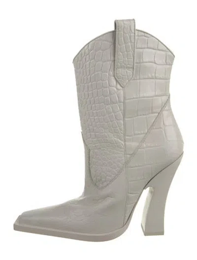 Pre-owned Tom Ford Leather Western Boots In White