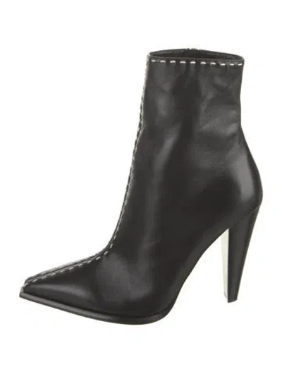 Pre-owned Tom Ford Leather Whipstitch Trim Boots In Black