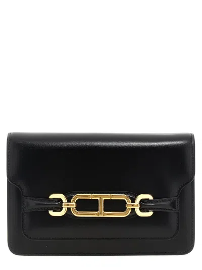 Tom Ford Leather With Gold-tone Hardware Crossbody Bag In Black