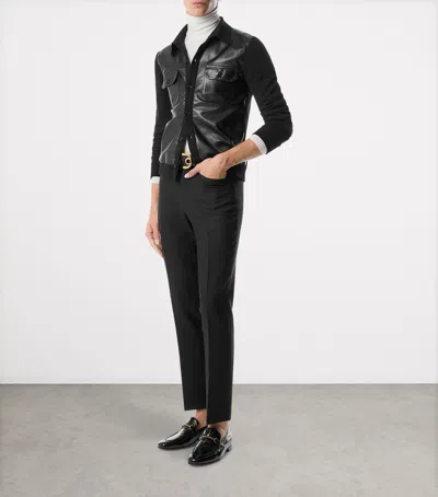 Tom Ford Leather-wool Shirt In Black