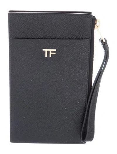 Pre-owned Tom Ford Leather Wristlet In Black