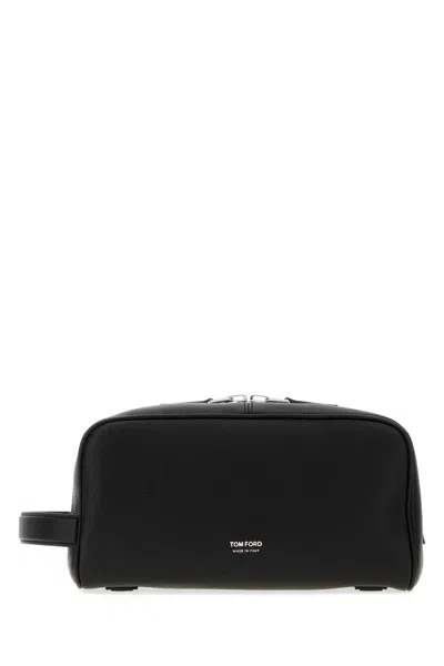 Tom Ford Leather Zip Pouch Travel Wallet In Black