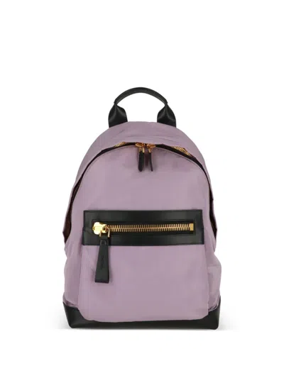 Tom Ford Leather-trim Zip-fastening Backpack In Purple