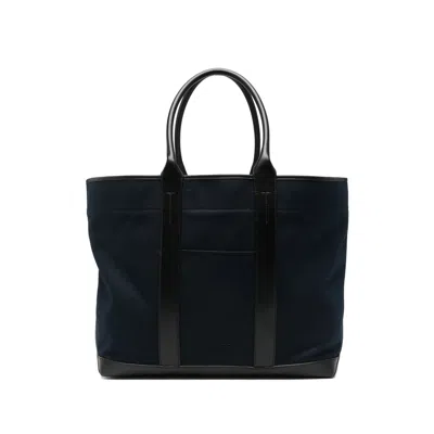 Tom Ford Leather-trimmed Canvas Tote Bag In Blue