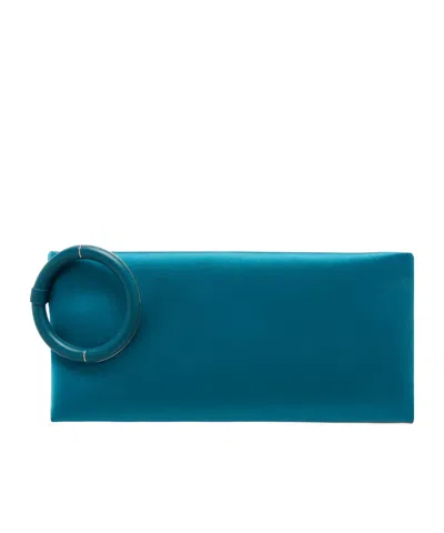 Tom Ford Leather-trimmed Satin Clutch In Blue