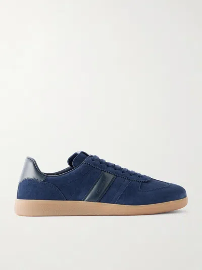 Tom Ford Leather-trimmed Suede Sneakers In Blue