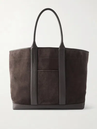 Tom Ford Leather-trimmed Suede Weekend Bag In Brown