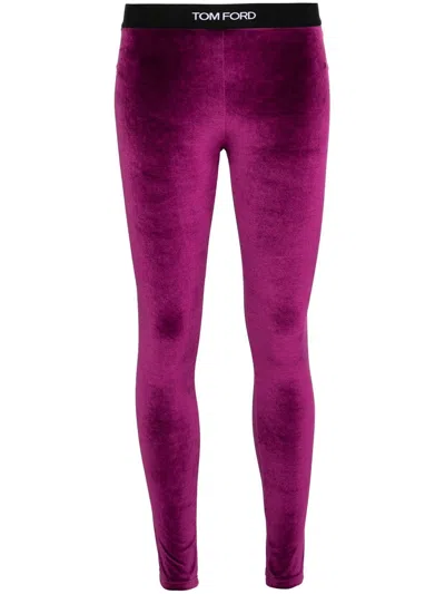 Tom Ford Leggings With Logo Band In Pink & Purple