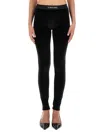Tom Ford Stretch Lustrous Velour Signature Leggings Trousers Black In Black