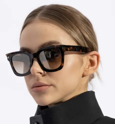 Pre-owned Tom Ford Leigh-02 Ft1115-52g Dark Havana Sunglasses In Brown