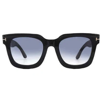 Pre-owned Tom Ford Leigh Smoke Gradient Square Ladies Sunglasses Ft1115 01b 52 In Gray