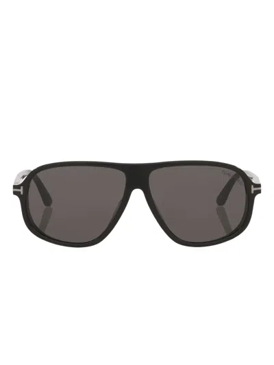 Tom Ford Lelio Metal Detail Pilot Sunglasses In Black