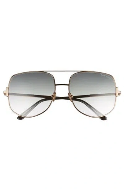 Tom Ford Lennox 62mm Oversize Aviator Sunglasses In Rose Gold/grey