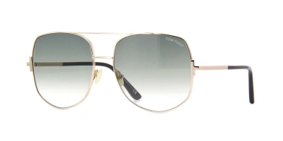 Pre-owned Tom Ford Lennox Ft 0783 Shiny Rose Gold/grey Shaded (28b) Sunglasses