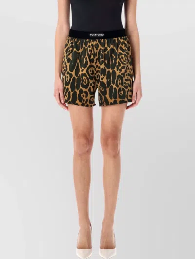 TOM FORD LEO BAND LOGO ANIMAL PRINT SHORTS