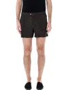 Tom Ford Leopard Print Tailored Swimsuit With Buckle Detail In Teal
