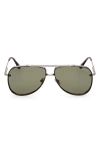 Tom Ford Leon 62mm Pilot Sunglasses In Gray