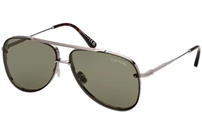 Pre-owned Tom Ford Leon Pilot Sunglasses Silver/brown/green (ft1071-14n)
