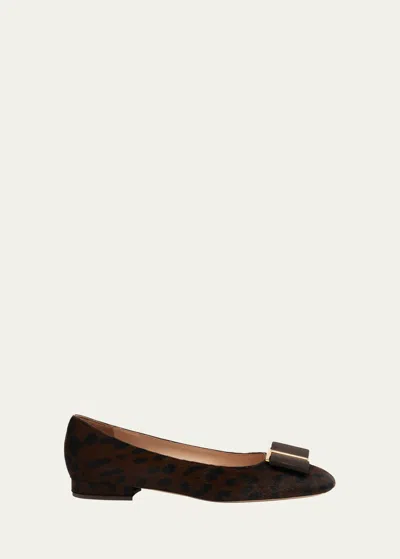 Tom Ford Leopard Bow Ballerina Flats In Black