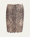 Tom Ford Leopard Lace Pencil Skirt In Gray