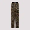 Tom Ford Multicolor Pants With Logo Patch On The Waist And All-over Leopard Print In Silk Stretch Wo In Camel