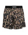 Tom Ford Velvet-trimmed Leopard-print Stretch-silk Boxer Shorts In Black