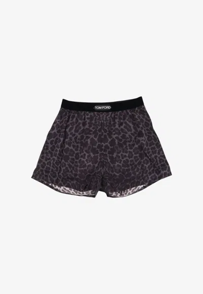 Tom Ford Leopard Print Boxer Shorts In Blue
