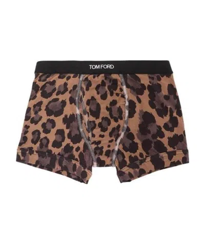 Tom Ford Leopard-print Boxers In Black