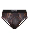 Tom Ford Leopard-print Briefs In Brown