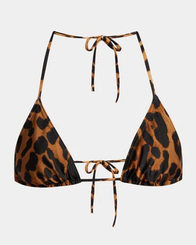 Tom Ford Leopard-print Buckle Triangle Bikini Set In Camel