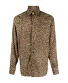 Tom Ford Leopard-print Long-sleeved Regular-fit Woven Shirt In Brown