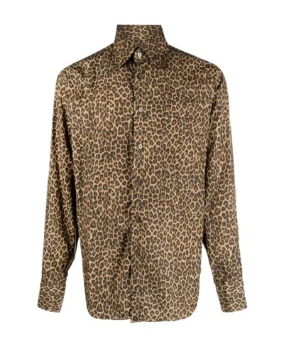 TOM FORD LEOPARD-PRINT BUTTON-DOWN SHIRT