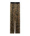Tom Ford Multicolor Pants With Logo Patch On The Waist And All-over Leopard Print In Silk Stretch Wo In Green