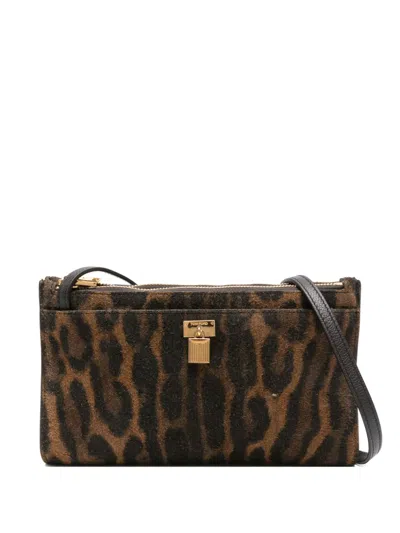 Tom Ford Leopard-print Crossbody Bag In Brown