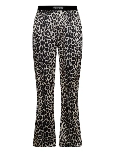 TOM FORD LEOPARD-PRINT ELASTICATED-WAIST PAJAMAS TROUSERS